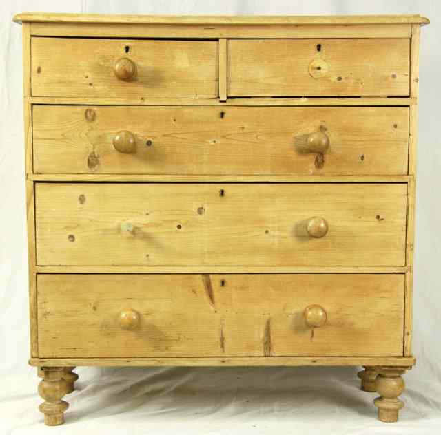 Appraisal: A pine chest of three long and two short drawers