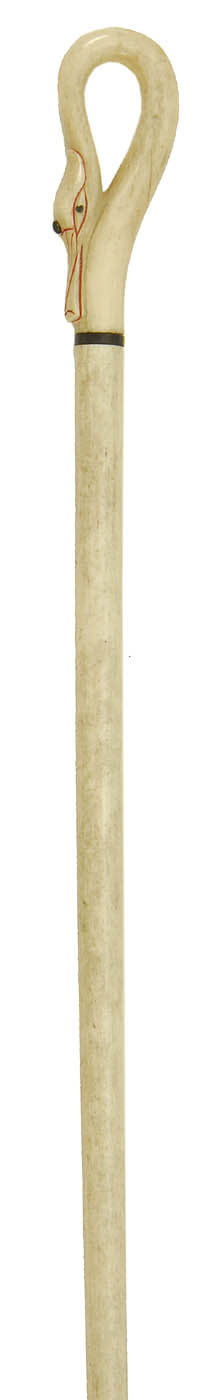 Appraisal: WHALEBONE CANE th CenturyWith heron's head and neck-form handle with