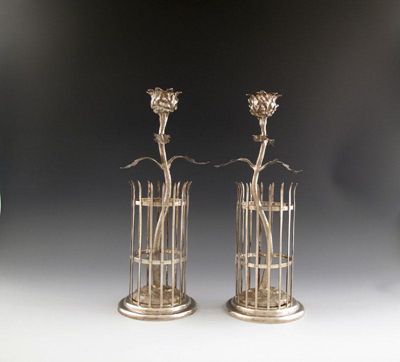 Appraisal: A pair of modern silver candlesticks designed by Count Vladimir