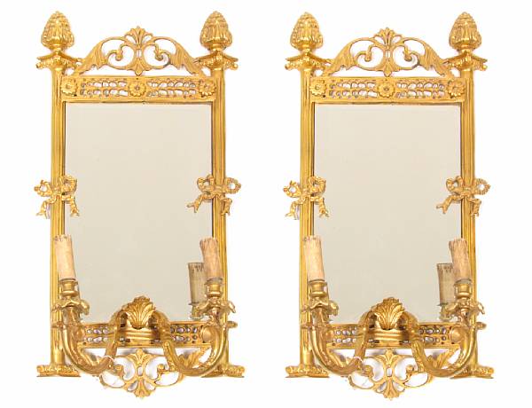 Appraisal: A Louis XVI style gilt bronze two light girondoles with