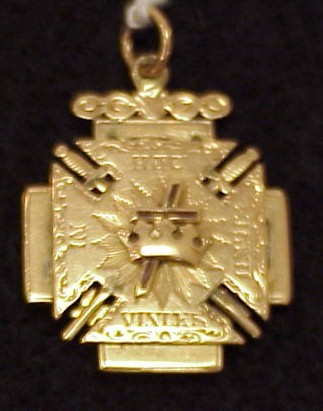 Appraisal: One kt tested yellow gold- degree Masonic rose Croix jewel