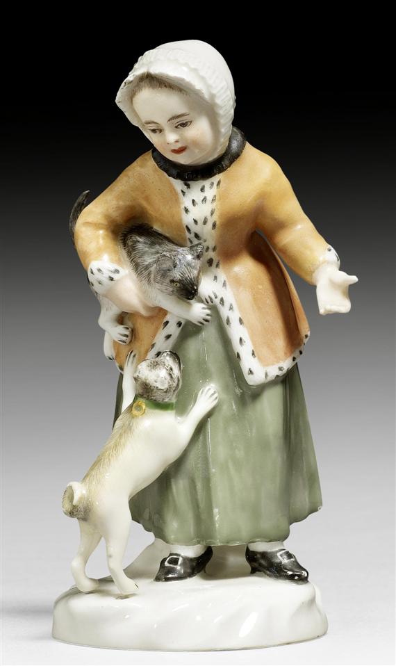 Appraisal: GIRL WITH PUG AND CAT ALLEGORY OF WINTER ZURICH CIRCA