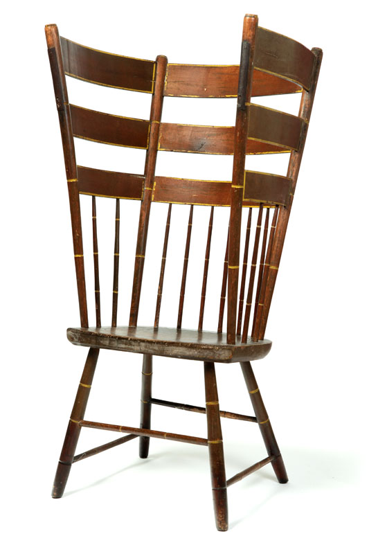 Appraisal: UNUSUAL WINDSOR CHAIR American early th century mixed woods Probably