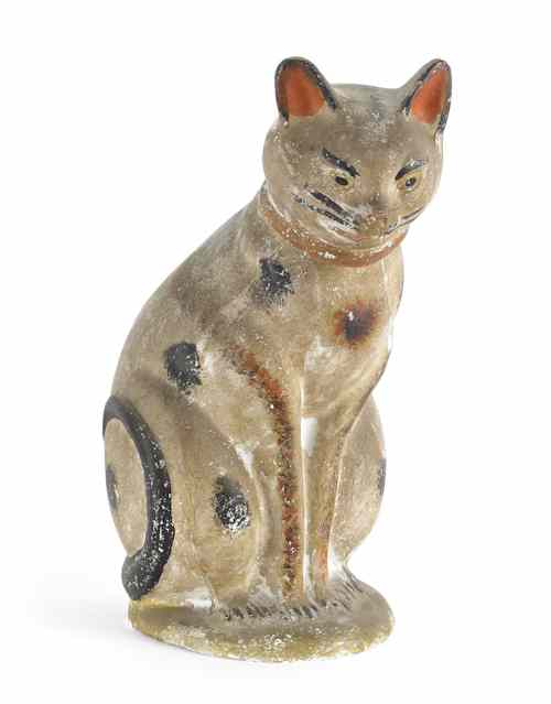 Appraisal: Large Pennsylvania chalkware cat th c retaining its original polychrome