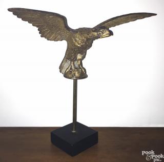 Appraisal: Cast iron gold gilt eagle flag finial th c overall