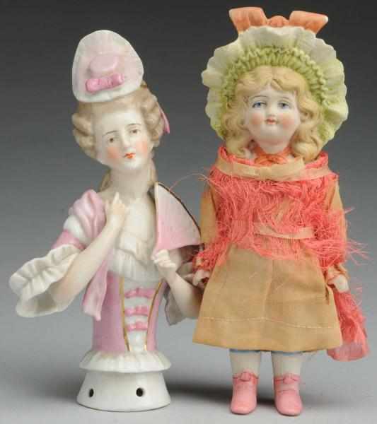 Appraisal: Lot of German Porcelain Dolls Beautiful and large china half