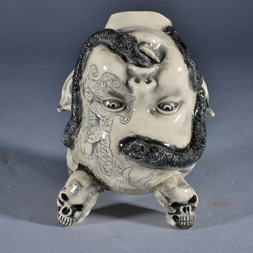 Appraisal: STACY LAMBERT POTTERY DOLL SNAKE HEADfantastic piece of folk pottery