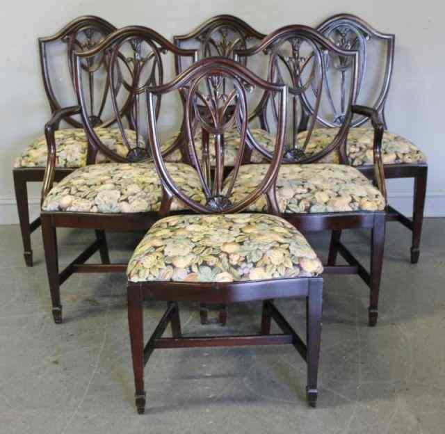 Appraisal: Set of Six 's Mahogany Dining Chairs From a White