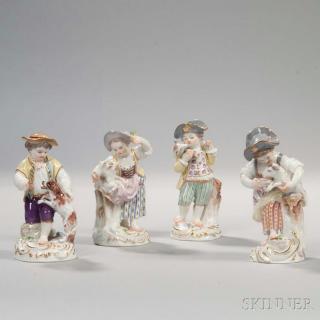 Appraisal: Four Meissen Porcelain Figures of Children Germany th th century