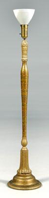 Appraisal: Painted and gilt floor lamp tapered wooden shaft with acanthus