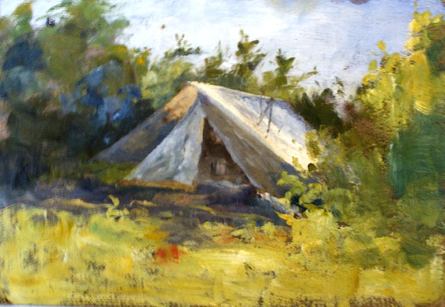 Appraisal: Emma Minnie Boyd - A Bush Camp circa s oil