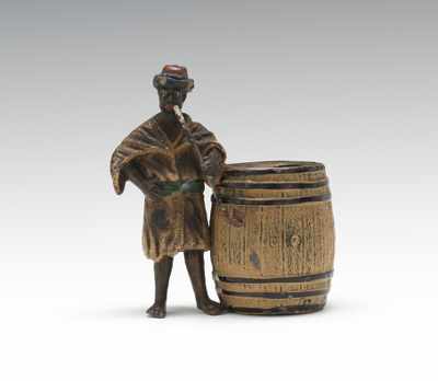 Appraisal: Small Cold Painted Figure of an Arabian Man with Barrel