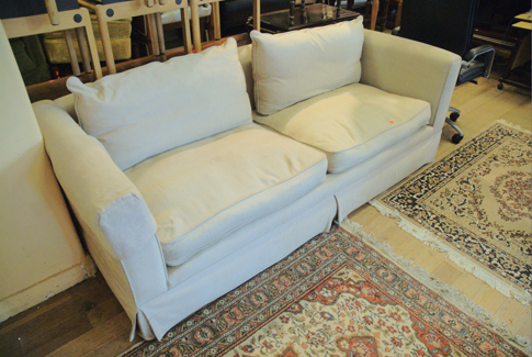 Appraisal: THREE SEATER FEATHER FILLED COUCH