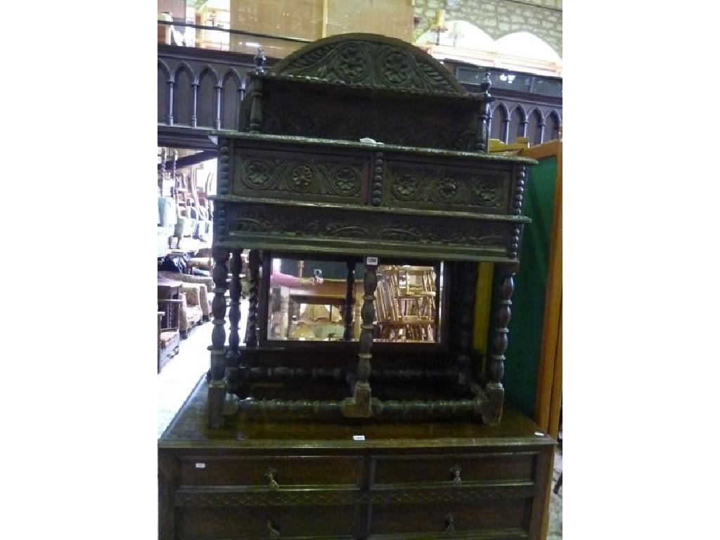 Appraisal: An antique Old English style oak side table with arched