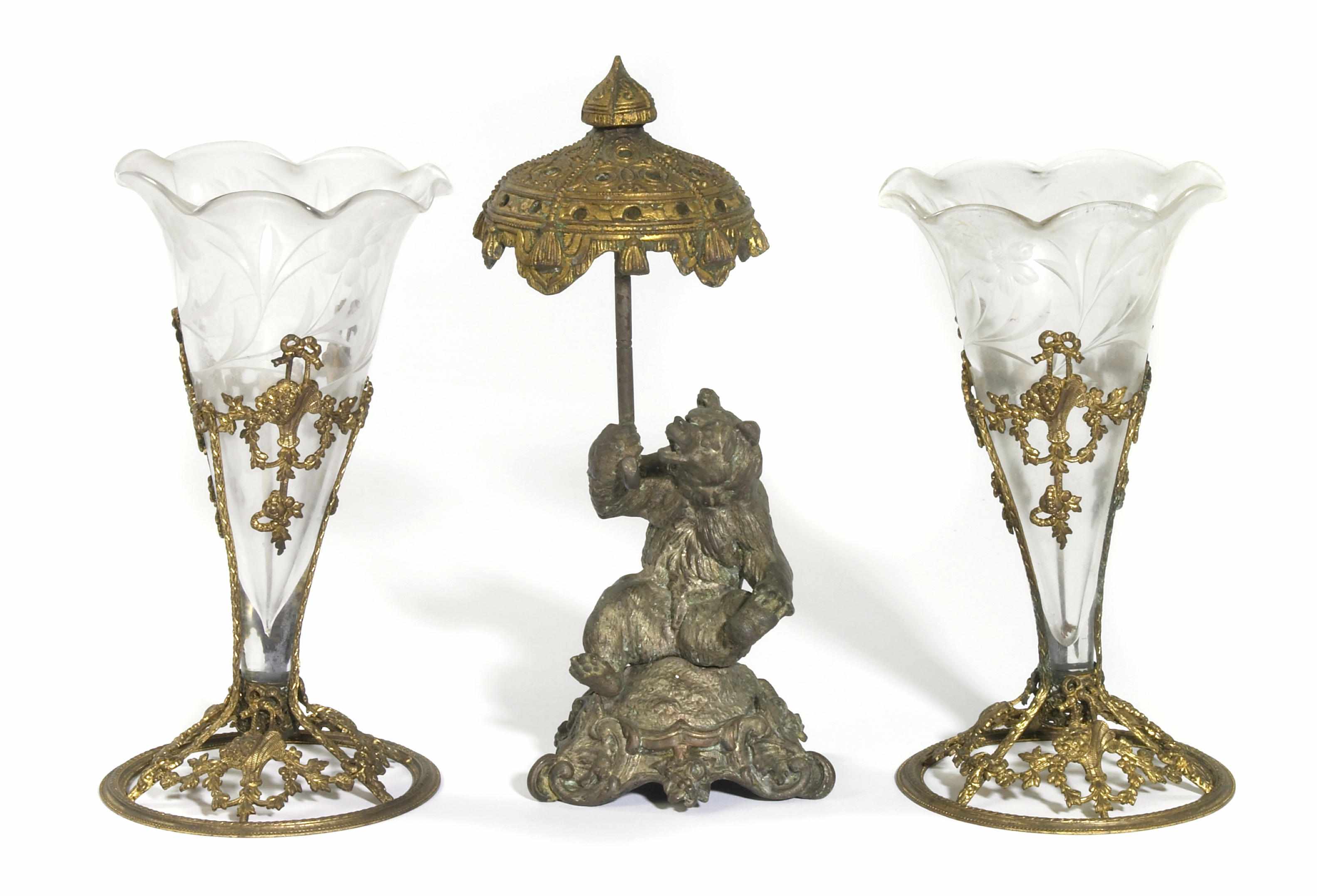 Appraisal: An assembled group of gilt metal glass and mixed media