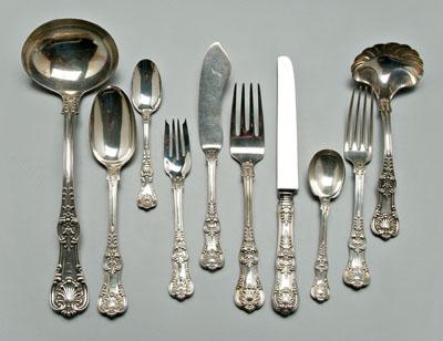 Appraisal: Tiffany sterling flatware English King pieces serving pieces include punch