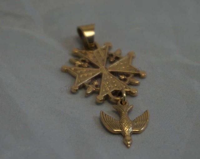 Appraisal: Huguenot gold cross pendant with Holy Spirit Dove Retired piece