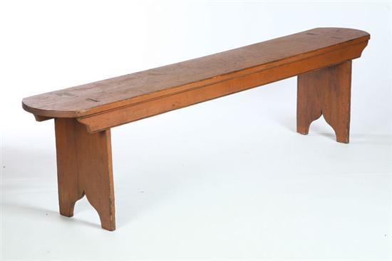 Appraisal: PAINTED BENCH American th century pine Mortised construction with bootjack