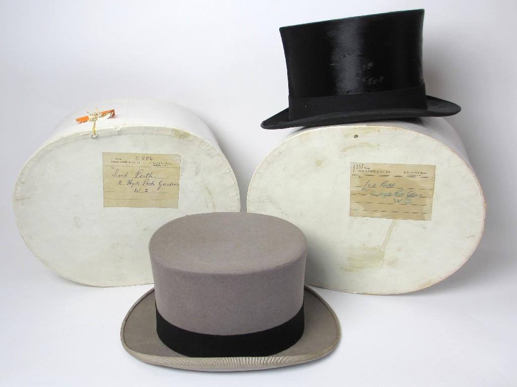 Appraisal: Lord Perth's grey silk top hat by Lock Co St