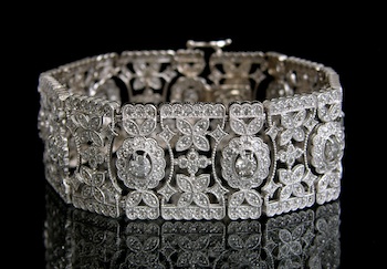 Appraisal: A Fancy Diamond Lattice Bracelet k yellow gold bracelet in