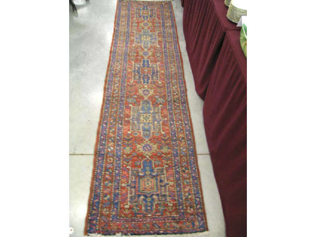 Appraisal: Heriz Persian Handmade Runner red blue ivory ' x '