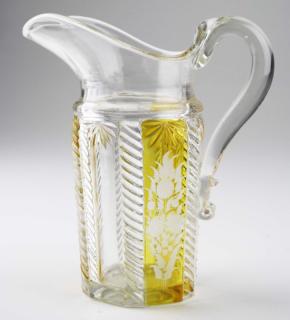 Appraisal: th c pattern molded cream pitcher with applied handle wheel