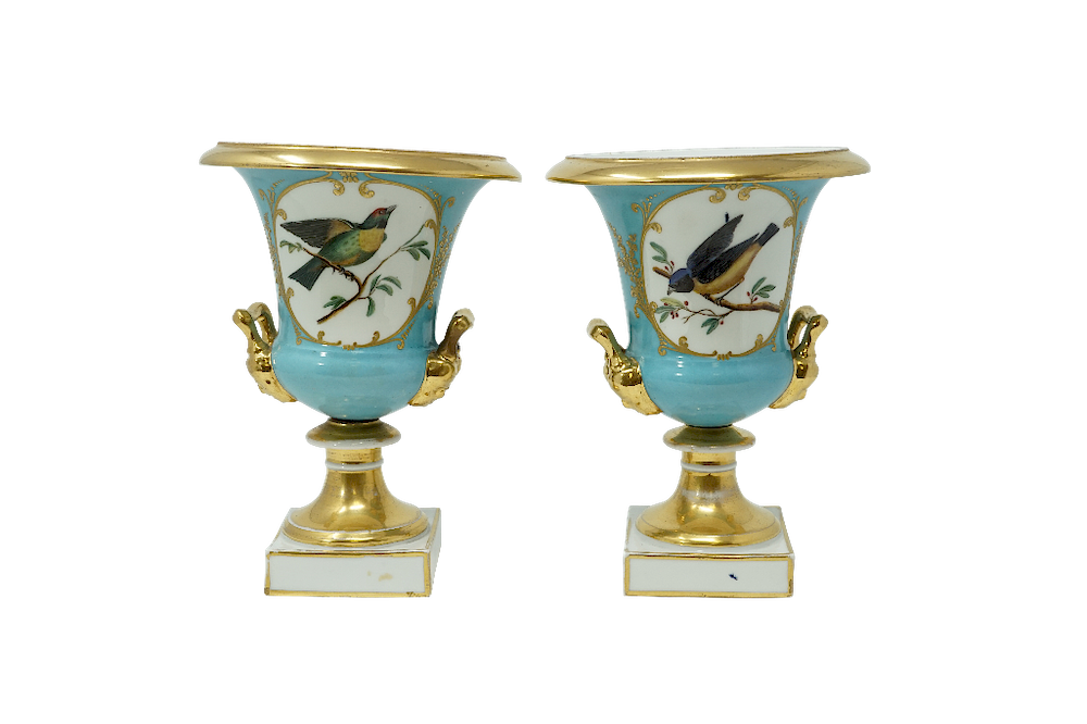 Appraisal: Pair of Paris Porcelain Urns Pair of Paris Porcelain Urns