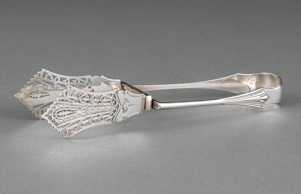 Appraisal: Victorian Sterling Silver Sandwich or Asparagus Tongs John Aldwinckle Thomas