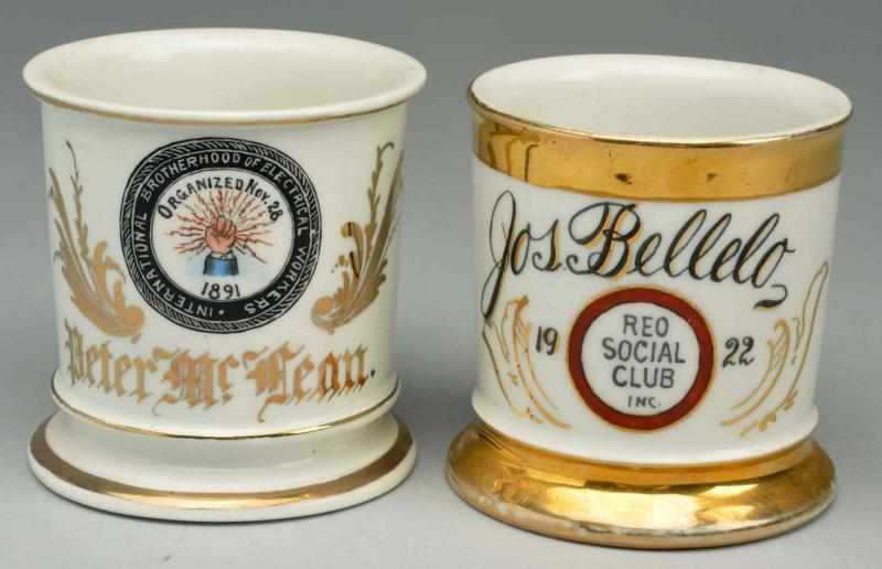 Appraisal: Lot of Fraternal Shaving Mugs Includes one gilded Peter McFenn