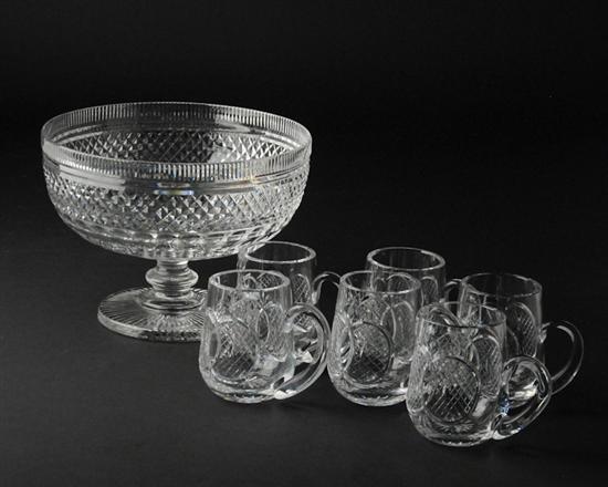 Appraisal: A Waterford Cut Glass Fruit Bowl and Cups the footed