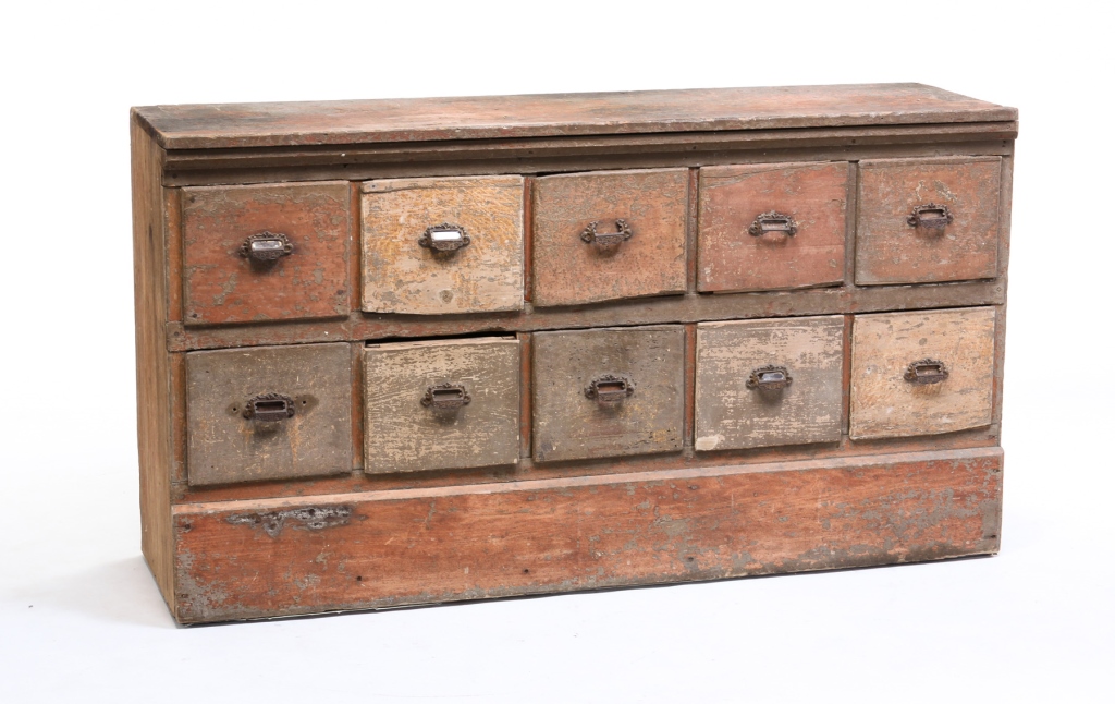 Appraisal: Late th-early th century poplar Single counter type cabinet with