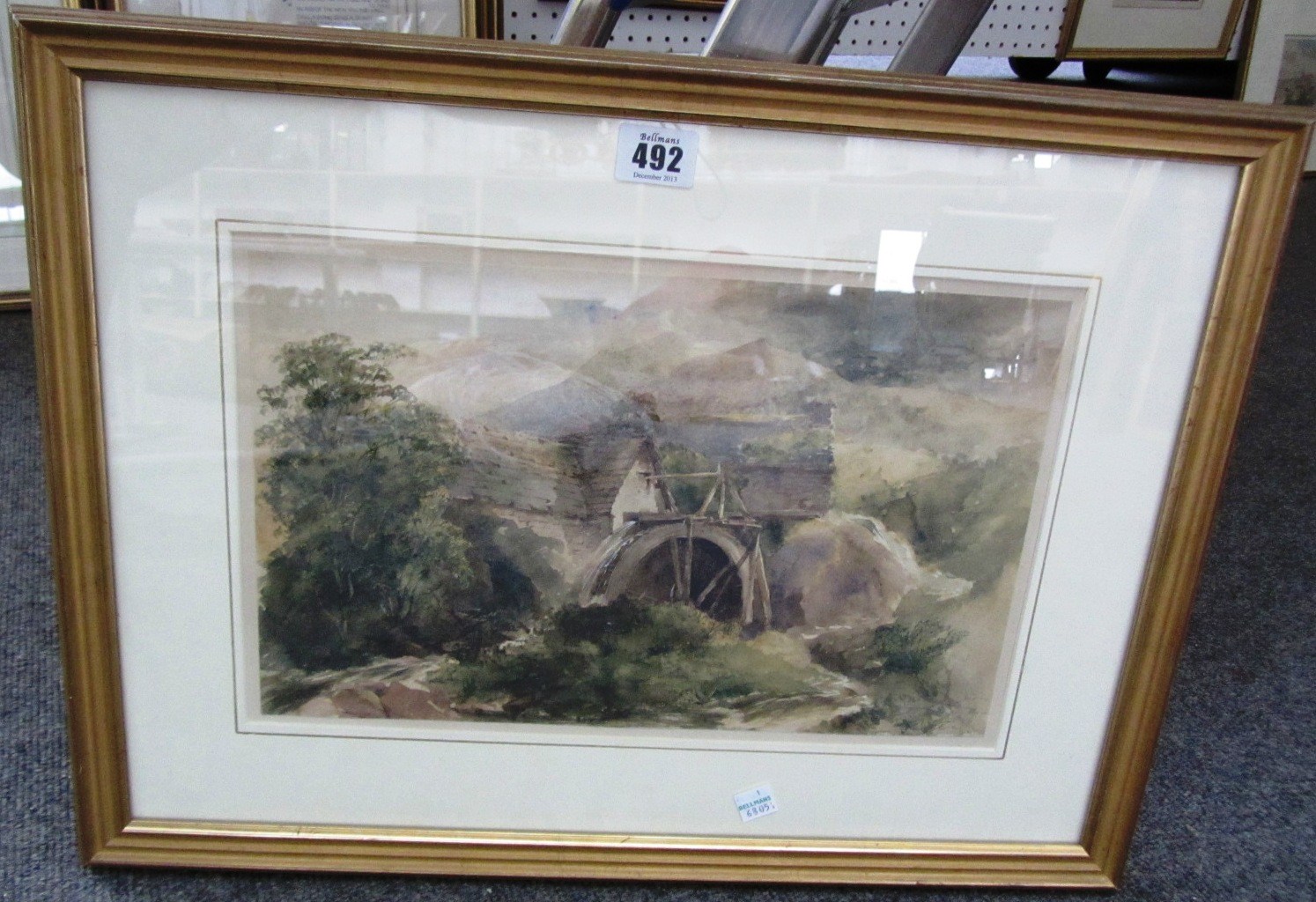 Appraisal: Attributed to Henry Bright - Welsh Overshot Mill watercolour cm