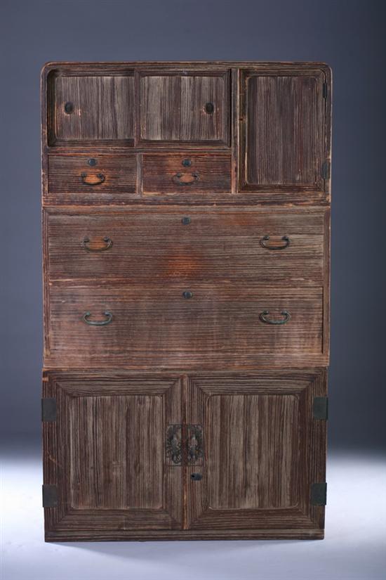 Appraisal: KOREAN WOOD CHEST In three sections - in x in