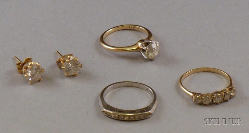 Appraisal: Small Group of Gold and Diamond Estate Jewelry including a