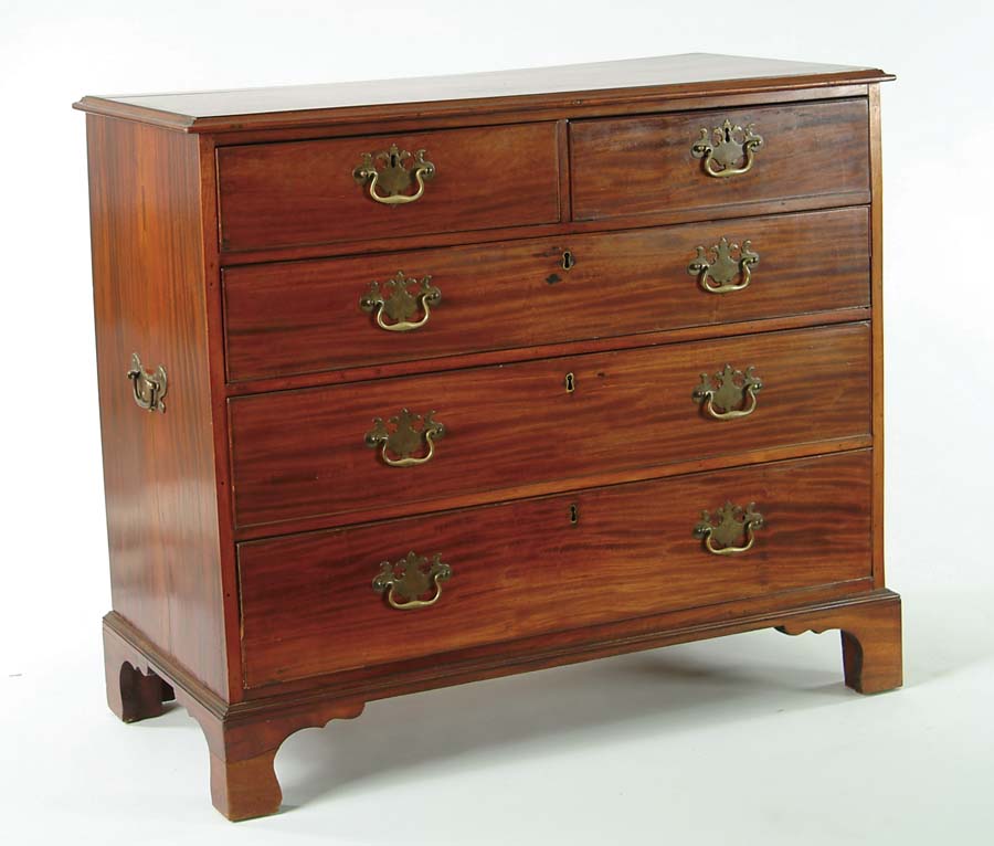 Appraisal: ENGLISH TWO OVER THREE DRAWER MAHOGANY CHIPPENDALE CHEST Each drawer