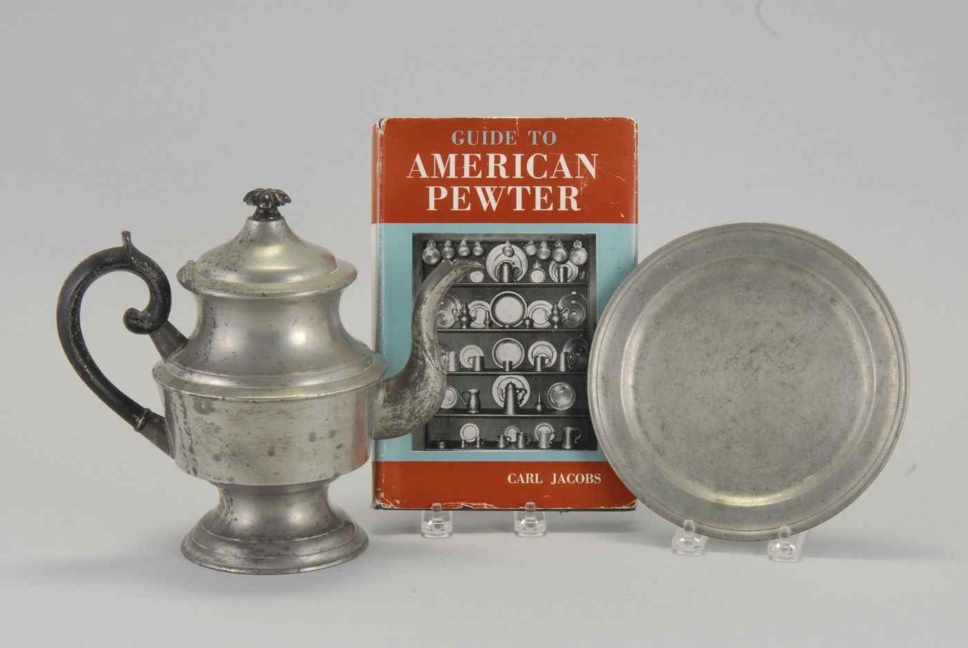 Appraisal: TWO PIECES OF AMERICAN PEWTER th CenturyTall coffeepot by William