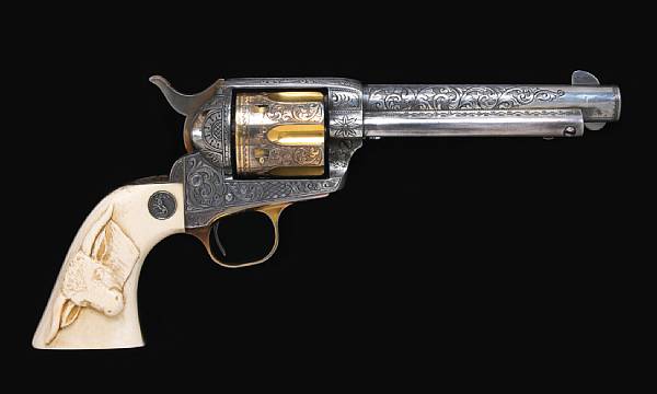 Appraisal: A rare Cuno Helfricht engraved gold and silver-plated Colt single