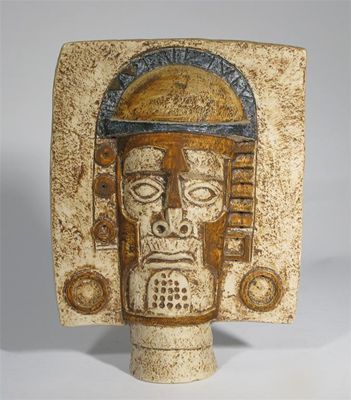 Appraisal: A Troika Pottery Mask modelled in low relief painted in