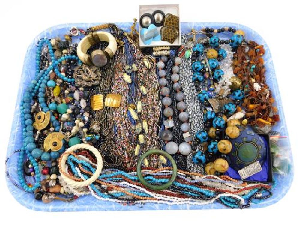 Appraisal: COSTUME JEWELRY pieces of necklaces bracelets and earrings materials include