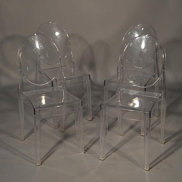 Appraisal: Designer Chairs Louis Ghost sidechair Set of four by Kartell