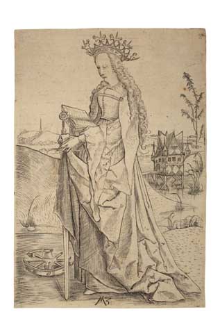 Appraisal: MASTER MZ St Catherine Engraving circa x mm x inches