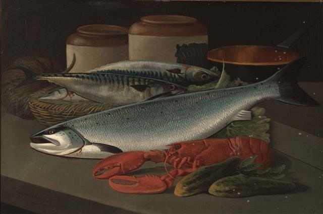 Appraisal: JAMES A RUSSELL TH CENTURY - Still life - fish