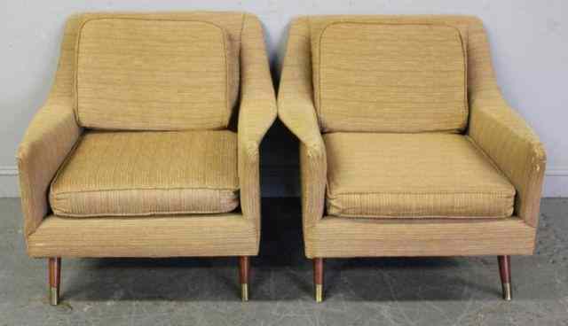 Appraisal: Pair of Midcentury Jackson Chair Co UpholsteredChairs From a New