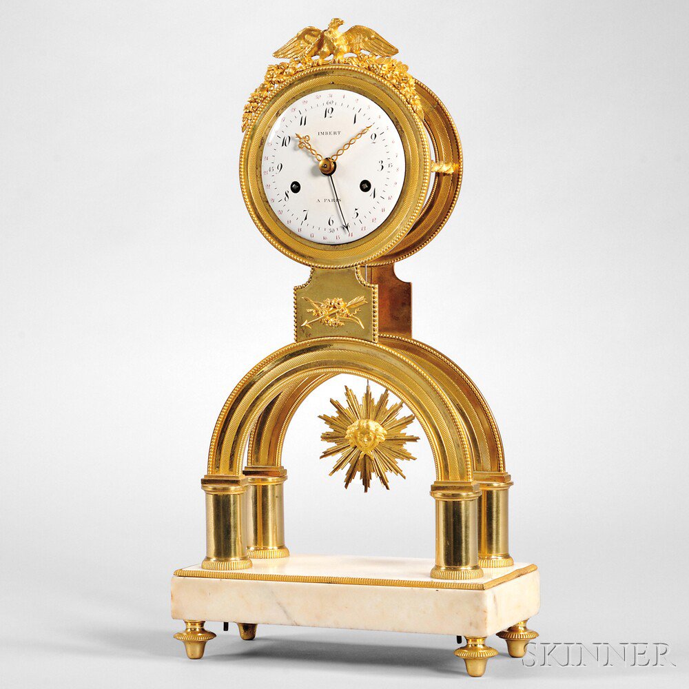 Appraisal: Gilt Frame Clock with Calendar by Imbert Paris c the