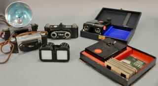 Appraisal: One box lot Group lot of Stereo cameras and viewers