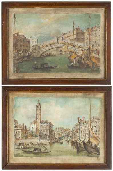 Appraisal: A Pair of Venetian Canal Sceneswatercolor and gouache on vellum