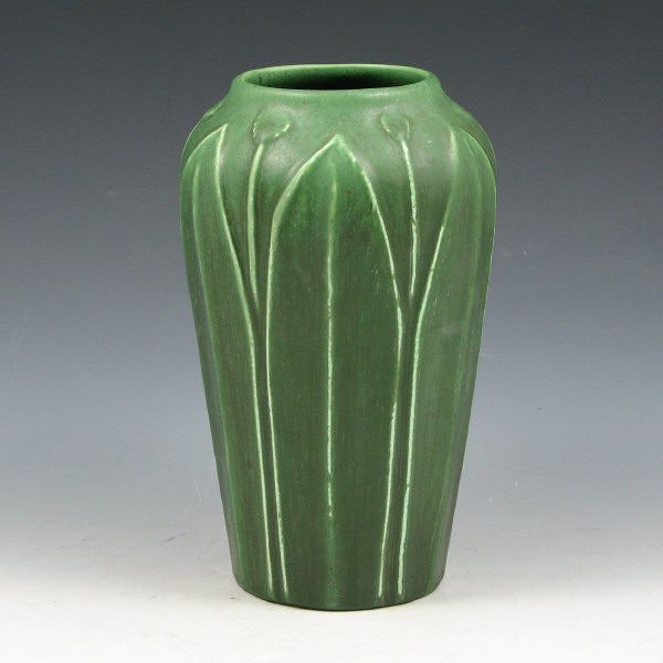 Appraisal: Hampshire Pottery matte green Arts Crafts vase with floral and