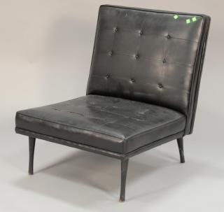 Appraisal: Paul McCobb for Widdicomb armless slipper chair black naugahyde Paul