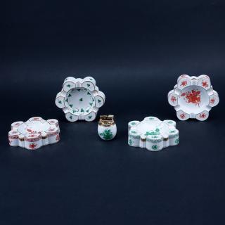 Appraisal: Collection of Five Herend Porcelain Tableware Includes four ashtrays and