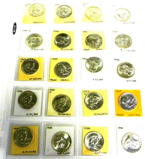 Appraisal: COINS different Frankin Halves in AU to Proof Dates from